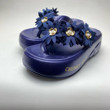 Step in Style: Premium Blue And Black Slippers for Girls