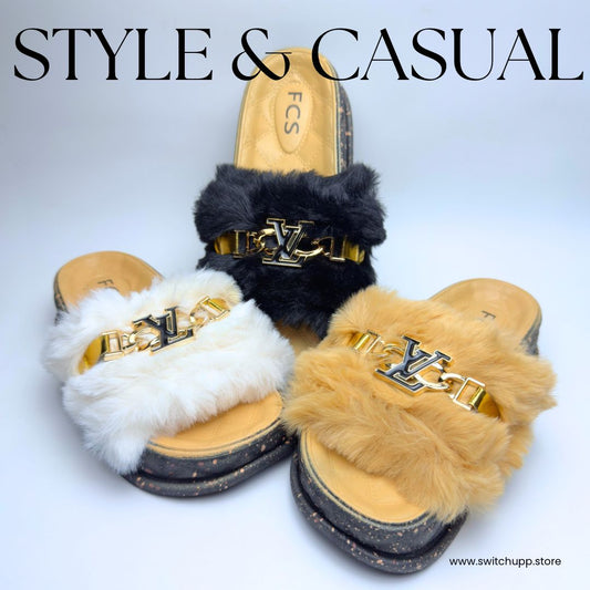 Ladies Sandal With Upper Furr